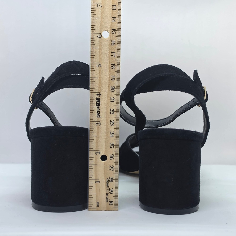 Free People Black Suede Block Heel Ankle Strap Peep Toe Sandals Size 41 - Picture 3 of 10